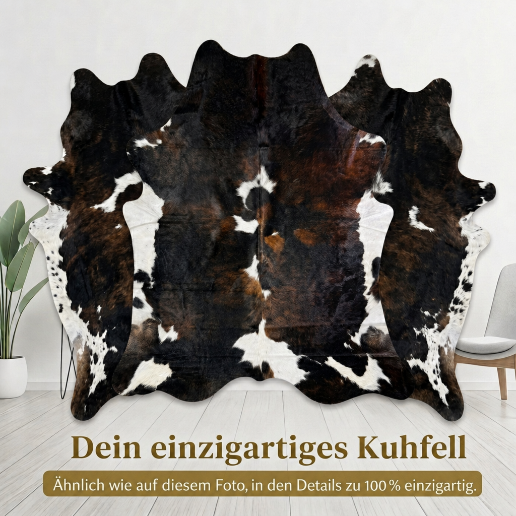 Kuhfell Normannisch Dreifarbig Dunkel - Bild 6