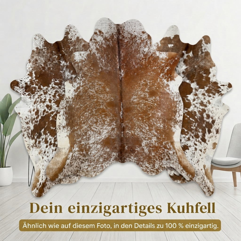Kuhfell Salz & Pfeffer Braun-Weiß Dunkel - Bild 6