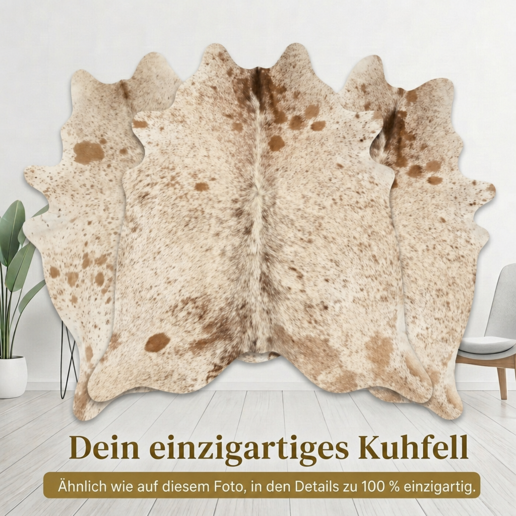 Kuhfell Salz & Pfeffer Braun-Weiß Hell - Bild 6