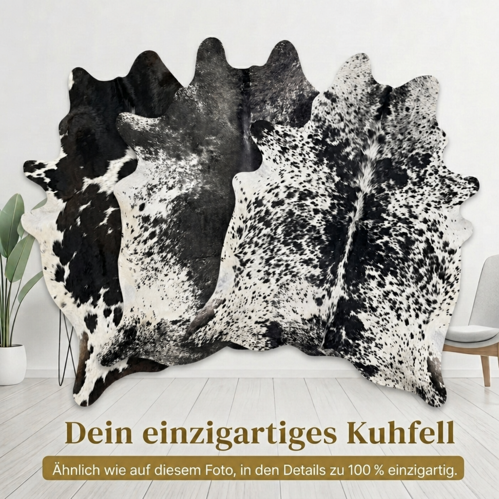 Kuhfell Salz & Pfeffer Schwarz-Weiß Dunkel - Bild 6