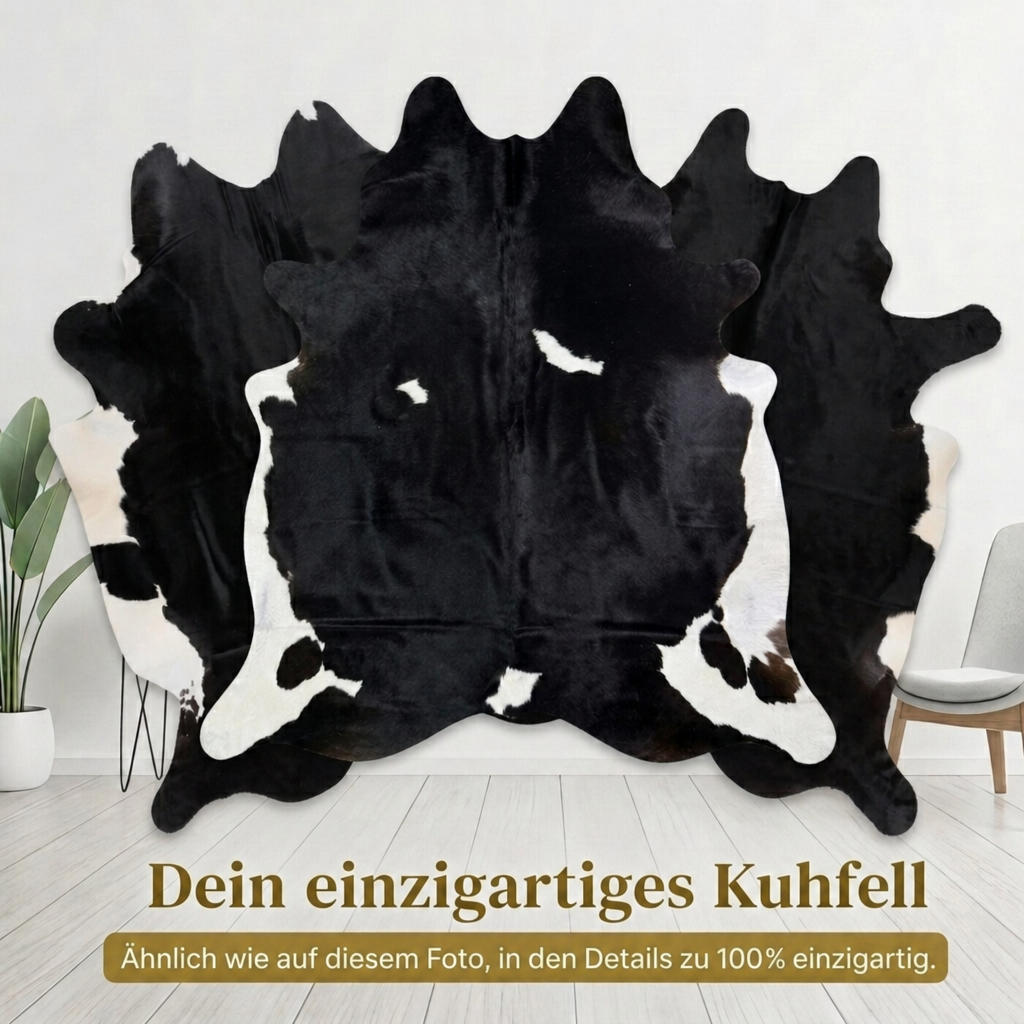 Kuhfell Schwarz-Weiß Gefleckt Dunkel - Bild 6