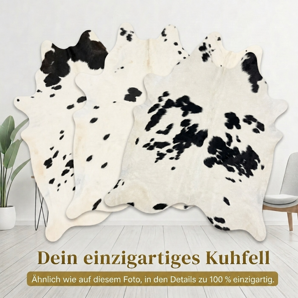 Kuhfellteppich schwarz-weiß gefleckt – hell - Bild 6