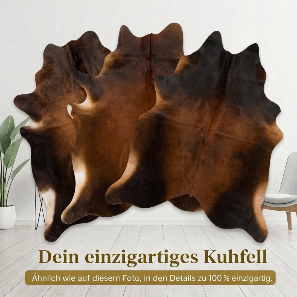Kuhfellteppich Schwarzbraun Meliert - Bild 6