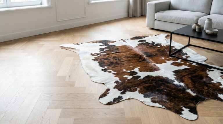 Interieur mit Kuhfell-Teppich