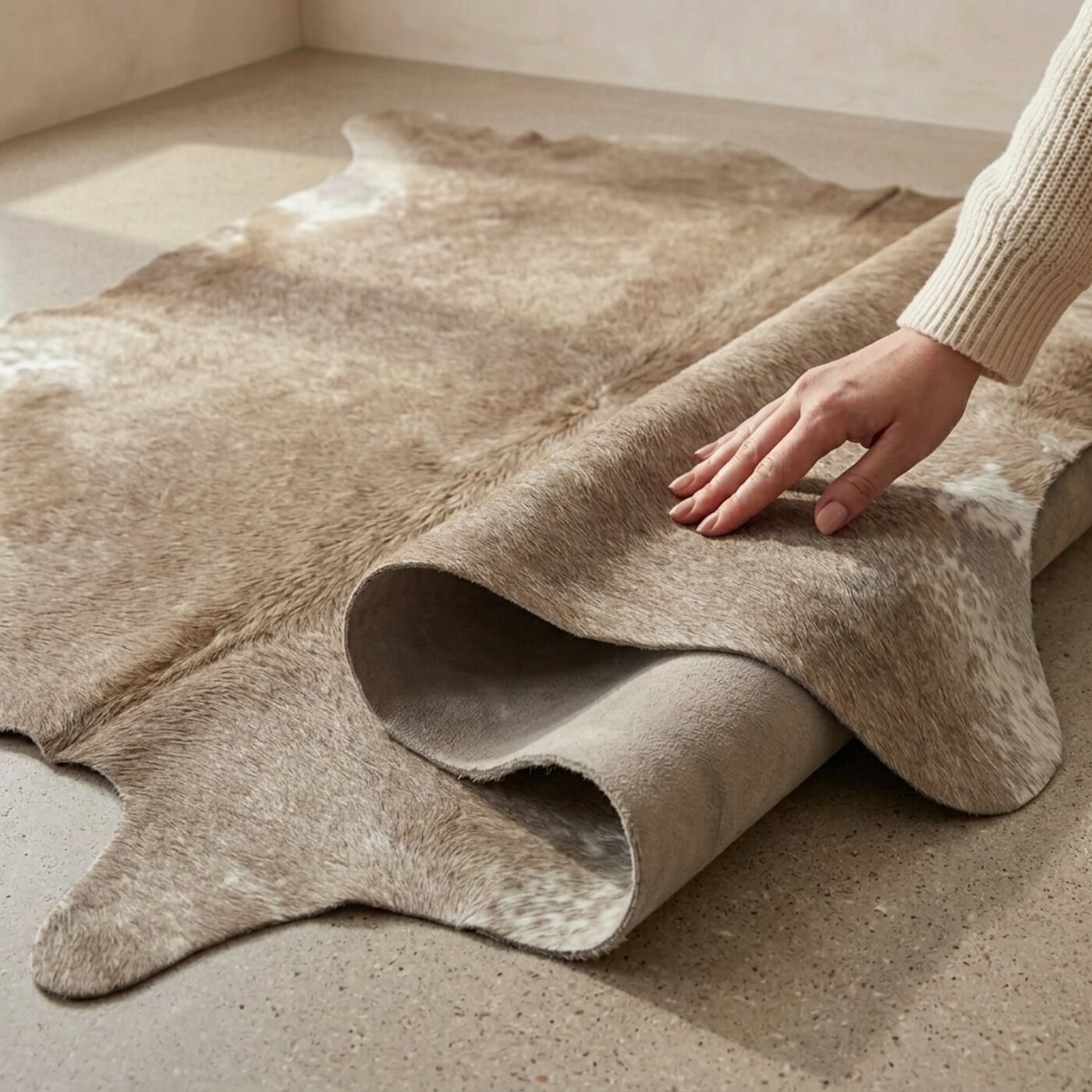 Kuhfell Taupe Meliert - Bild 4