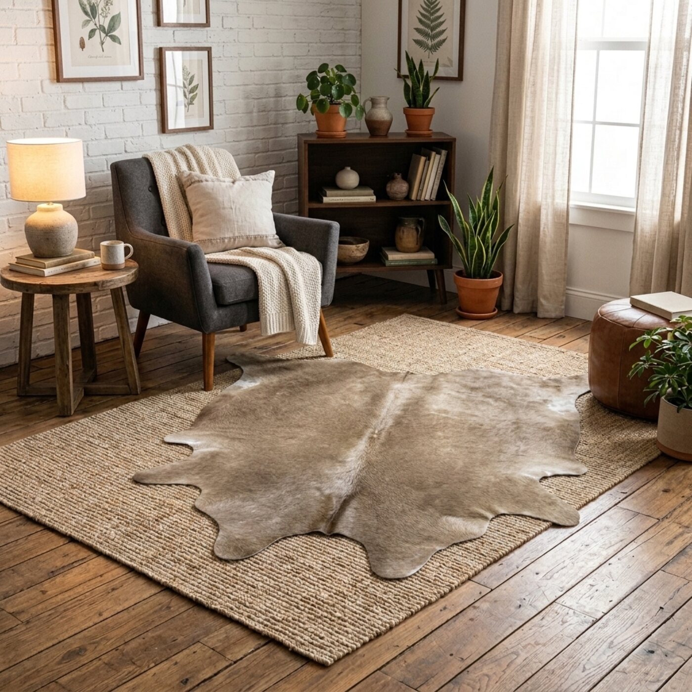 Kuhfell Taupe Meliert - Bild 1