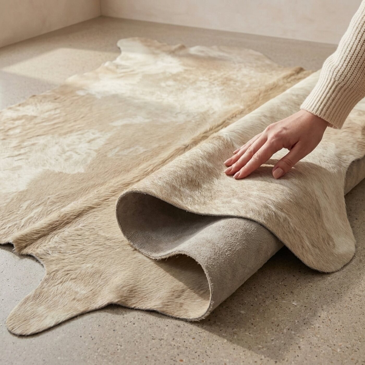 Kuhfell Champagne Taupe - Bild 4