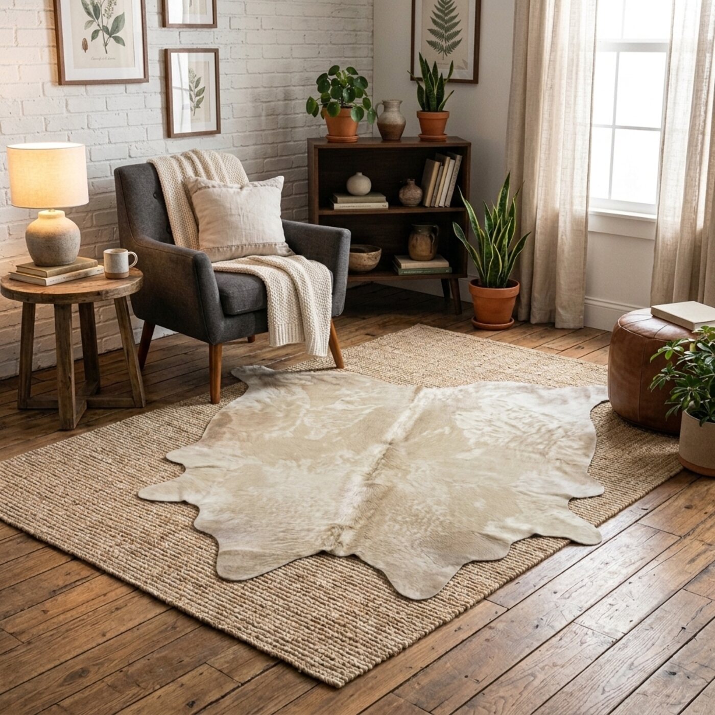 Kuhfell Champagne Taupe - Bild 1